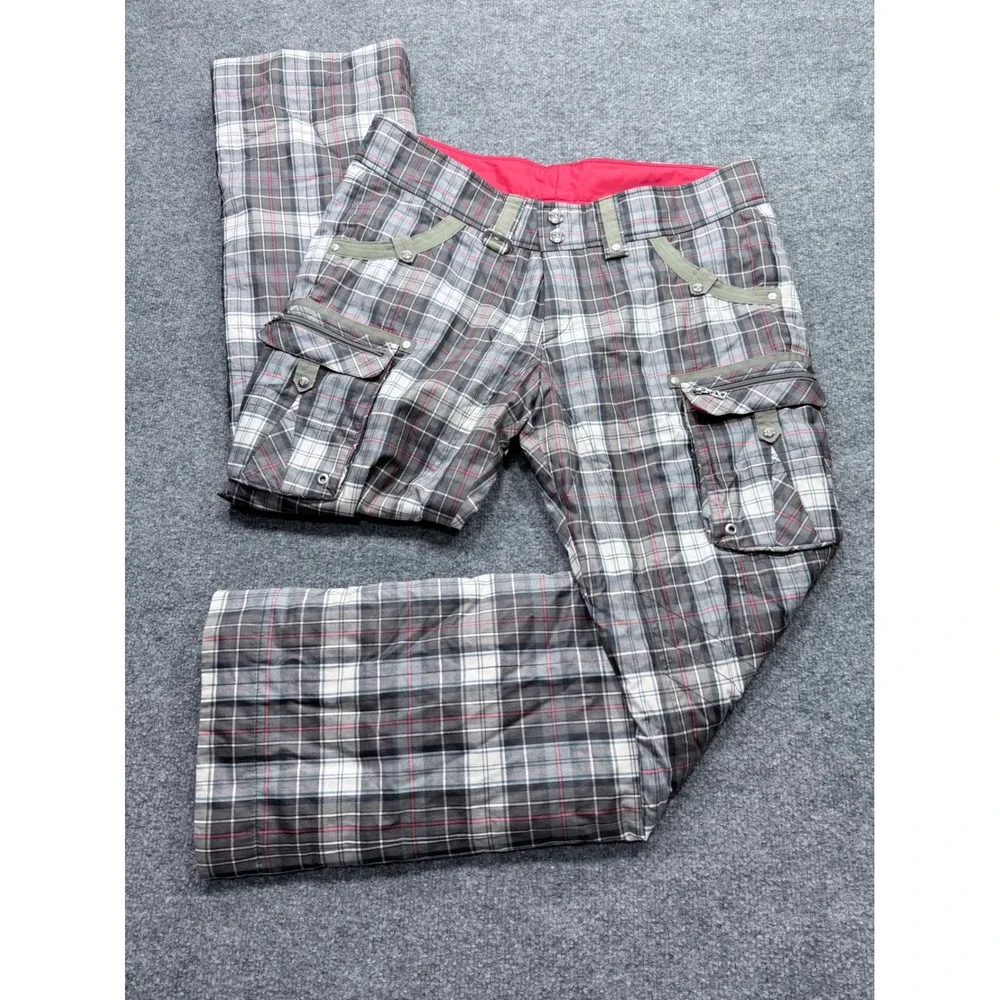 Bogner Fire + Ice Womens Grey Plaid Cargo Snow Ski Pants Size 12 US L 1860-163